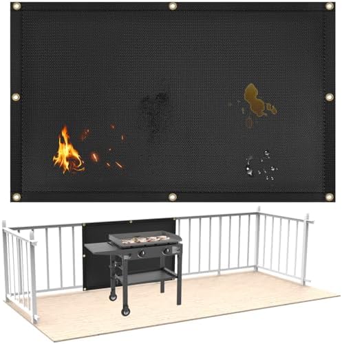 Fireproof Grill Heat Shield for Deck Railing/Wall, 3'x2', Black by Amerbro