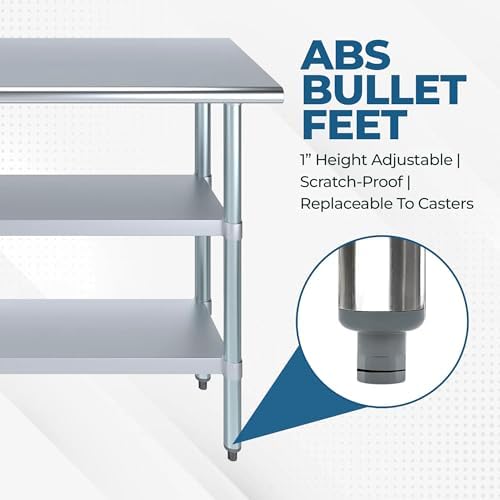 30" x 18" Stainless Steel Work Table with 2 Adjustable Undershelves NSF - Image 5