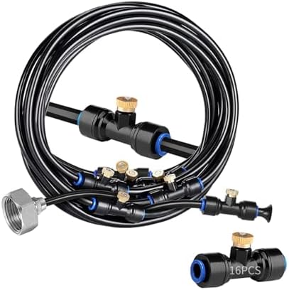 12 M Outdoor Mister System, Garden Water Spray Cooling Kit, 16 Nozzles, Us Connector by LUMINFLY