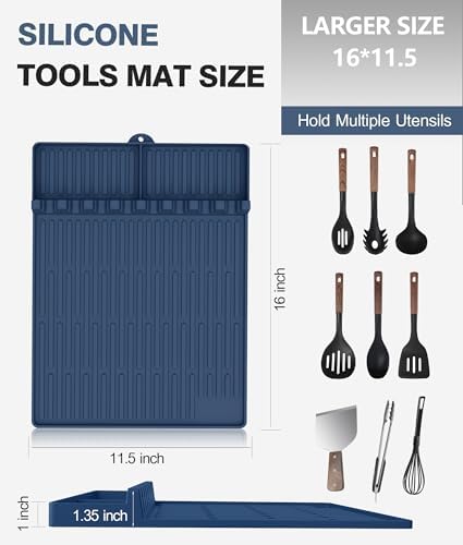 Silicone Grill Mat for Blackstone Griddle Accessories, 8-Slot Tool Mat - Image 3