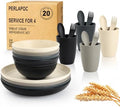 Wheat Straw Dinnerware Sets 20 PCS - Unbreakable Plates and Bowls Set by Perlapoc