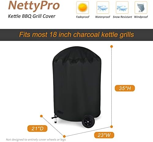 NettyPro Charcoal Kettle Grill Cover 18 inch Outdoor Round Smoker Cover - Image 6