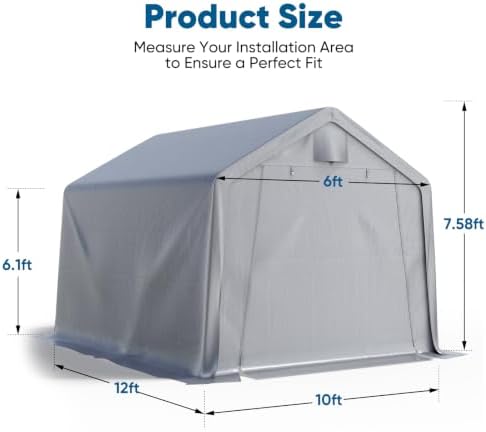 Quictent 10x12FT Storage Shelter Portable Shed with Roll-Up Door&Vents - Image 2