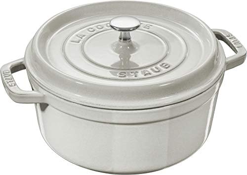 Staub Cast Iron 5.5-qt Round Cocotte - White Truffle, Made in France by Unknown