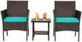FDW 3-Piece Patio Furniture Set | Brown & Blue | Outdoor Wicker Furniture by FDW