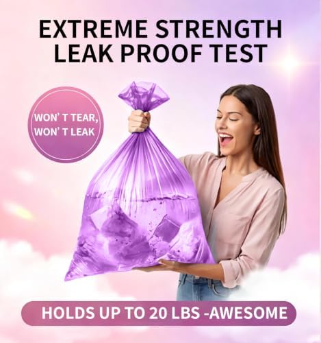 Small 3 Gallon Trash Bags Unscented, 0.78 Mil, Purple, 150 Count - Image 6