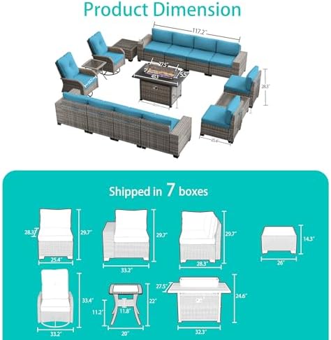 Outdoor Patio Furniture Set PE Wicker Rattan Outdoor Sectional Sofa - Image 5