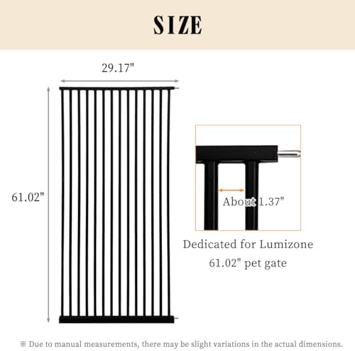 Lumizone 61.02" Extra Tall Pet Gate Extension Kit 29.17" Wide Black - Image 2
