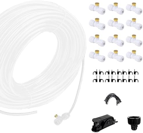 Garden Irrigation Misting Sprinkler System Misting Cooling System, Fog Cooling Outdoor Mister System for Outside Patio DIY Plant Watering Devices Misting Cooling System (Size : 6M(19.6ft)-6 nozzles) by Unknown