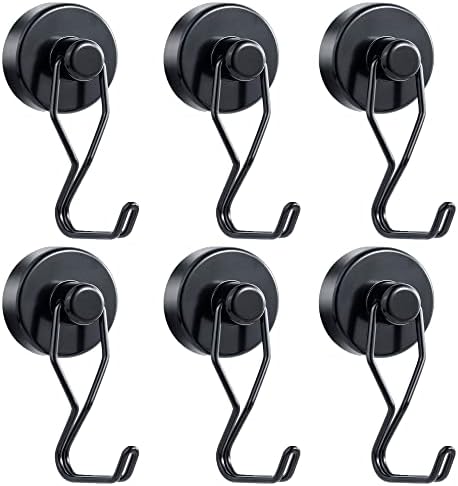 Tohoer Magnetic Hooks, 100LBS Neodymium Magnets Hook Heavy Duty with Rust Proof for Fridge, Refrigerator, Oven, Grill, BBQ, Key, Tools Holder, Kitchen, Outdoor, Hanging Wreaths, Utensil Hangers by Tohoer
