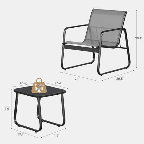 Gizoon Patio Chairs Set of 2, 3PCS Patio Furniture Set, Balcony Chair Set - Image 3