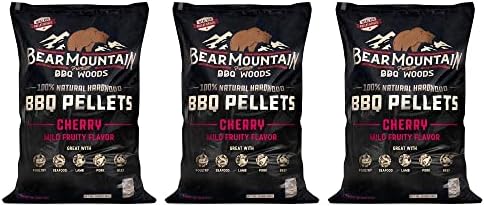Bear Mountain BBQ FK13 Premium All-Natural Hardwood Mild and Fruity Cherry BBQ Smoker Pellets for Outdoor Grilling, 20 Pounds (3 Pack) by BearMountainBBQ