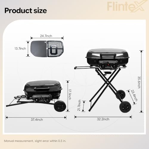 Flintex Portable Propane Gas Grill For Camping, 2-Burner Grill, 340 sq.in. - Image 5