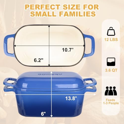 Enameled Dutch Oven for Sourdough Bread Baking, 3.6QT Oval Cast Iron Bread Pan with Lid - Image 5