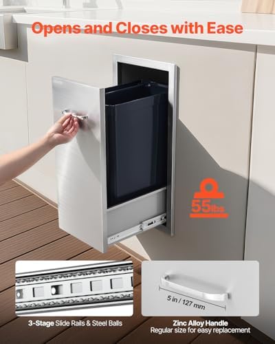 VEVOR Outdoor Kitchen Drawers 11.81" W x 23.62" H x 19.6" D Stainless Steel - Image 6