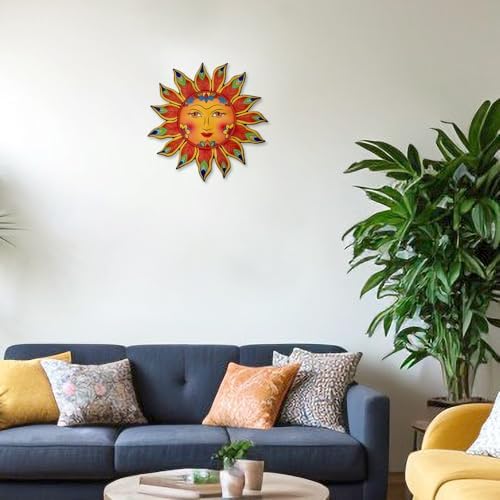 Metal Sun Flower Wall Decor,12.87 inches Sun Wall Art Hanging Decoration for Indoor and Outdoor, Garden Farmhouse Yard Patio Fence Living Room Bedroom Decor - Image 4