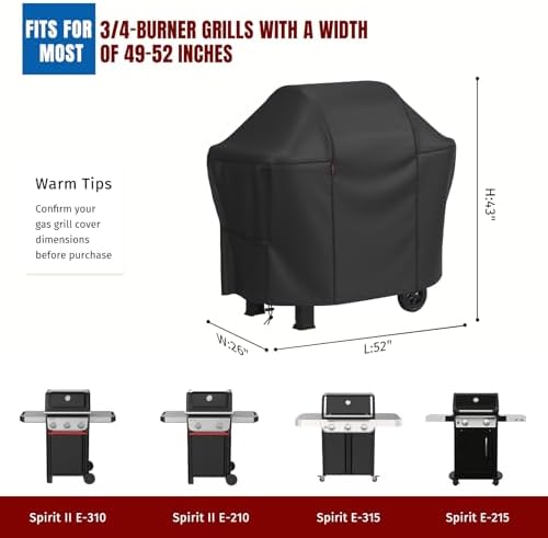 SHINESTAR 49-52in Grill Cover,Windproof with Magic Tape & Drawstring Bottom - Image 2