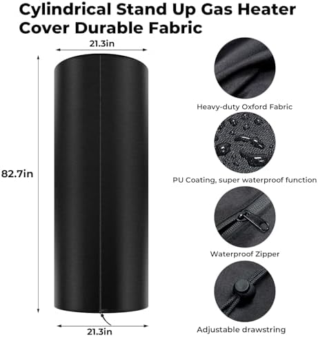 LPG Patio Heaters Cover, Cylinder Tower Patio Heater Covers, Heavy-duty and Weather-resistant Oxford Fabric, Waterproof, Dust-proof, Snow-proof, Windproof, with Zipper and Storage Bag - Image 2