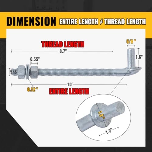 VIVIDA J Bolt Gate Hinge, 5/8" X 10" Gate Bolt Post Hinge, 4-Pack - Image 2
