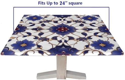 Card Table Fitted Tablecloth Square, Moroccan Trellis Pattern Printed on Stain Resistant Cover for Card Table, Perfect for Meals Coffee Guest Dinners, Fit for 24" x 24" Square Tables - Image 5