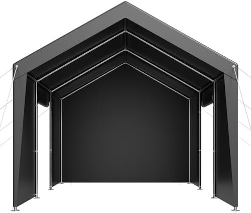 VEVOR 12x20 FT Heavy Duty Carport, Portable Car Canopy with Removable Sidewalls and Door, Outdoor Car Shelter, UV-Resistant, Water-Resistant, All-Season Car Shelter for Cars, Boats, and Equipment - Image 4