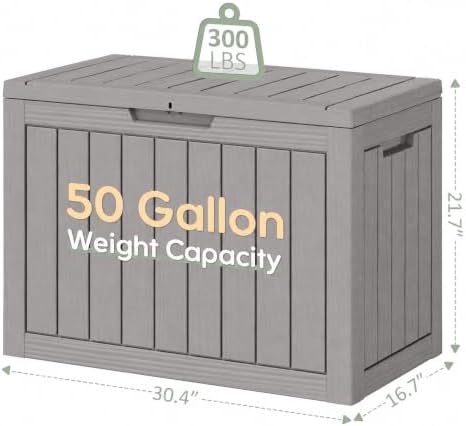 KAMABOKO 50 Gallon Outdoor Storage Box Waterproof Deck Box for Patio - Image 2