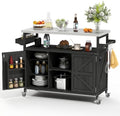 Zevemomo Outdoor Grill Cart with Storage, Lockable Casters, Black by Zevemomo