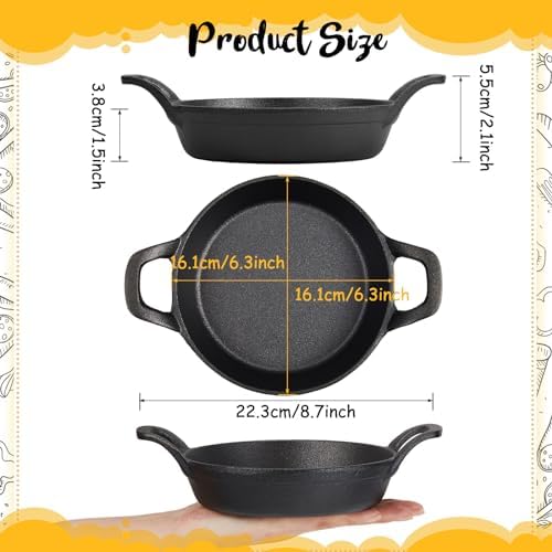 Ziliny 4 Pack Mini Cast Iron Skillets 6.3 x 6.3 x 1.5 Inch Pan Ramekin Set - Image 2