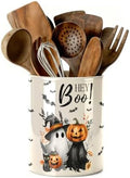 Halloween Cute Ghost Kitchen Utensil Holder, Pumpkin Talavera Large Ceramic Utensil Holder For Countertop Organizer, Summer 6.3'' Cooking Utensil Crocks Scarry Decor Utensil Storage Cup for Kitchen by Unknown
