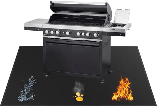 SecuCaptain Under Grill Mat for Outdoor Grill - X-Large 90x48 Inches Mats Double-Sided Fireproof Pad for Indoor Fireplace Fire Pit Heat Resistant Waterproof BBQ Floor Protector for Patio and Deck by SecuCaptain