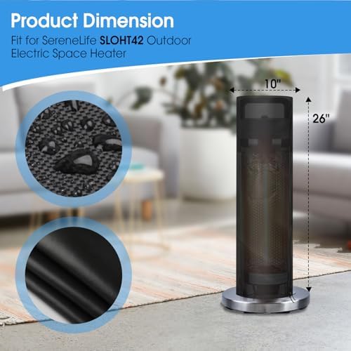 Patio Heater Covers for SLOHT24 Infrared Heater, Waterproof Outdoor Electric Heater Cover with Zipper Heavy Duty Storage Covers for Patio Outside Home Use - 10"Dx26"H - Image 2