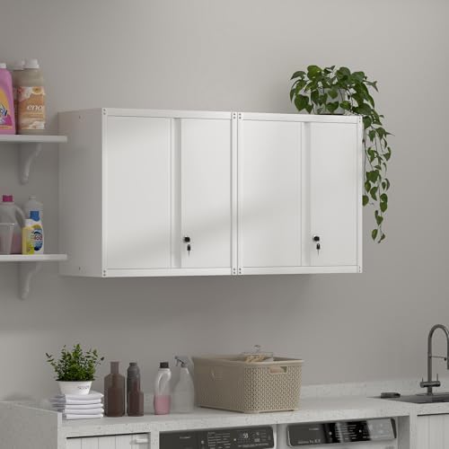 IRONFFICE Wall Cabinet,Metal Storage Cabinet with 2 Doors,Locking Wall Cabinets for Office,Home,White - Image 6