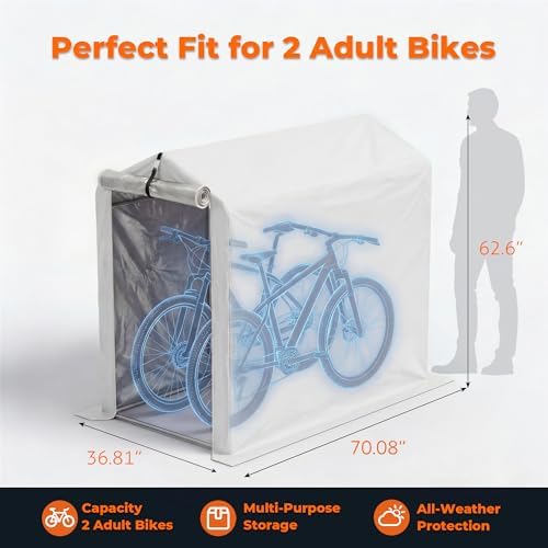 Flamaker Small Portable Shed Bike Tent 420D Oxford Fabric 4000PU, Sliver - Image 5