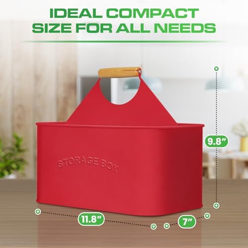 Plexon Metal Utensil Caddy With Handle - Farmhouse Kitchen Utensil Holder - Image 3