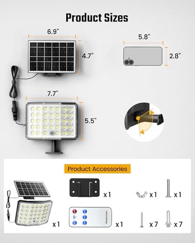 Solar Lights Outdoor, Solar Dusk to Dawn Light 3000 Capacity,1-Pack - Image 5