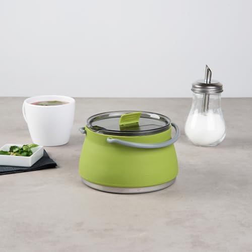 Restaurantware 1L Green Silicone Collapsible Kettle, 20 Pack - Image 3