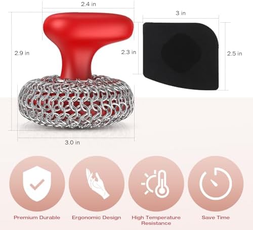Cast Iron Scrubber Dish Scrub Brush 316 Chainmail Scrubber for Cast Iron - Image 4