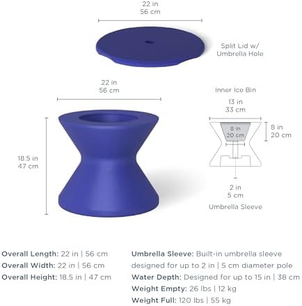Ledge Lounger Pool Side Table, Ice Bin with Umbrella Hole & Lid - Image 3