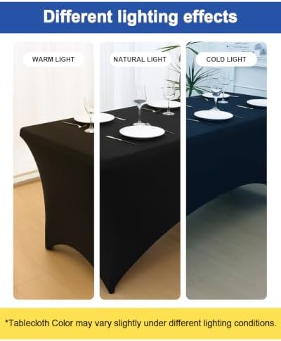 Smiry 2 Pack Spandex Table Cloth 36x36in, Elastic Fitted Black Tablecloth - Image 7