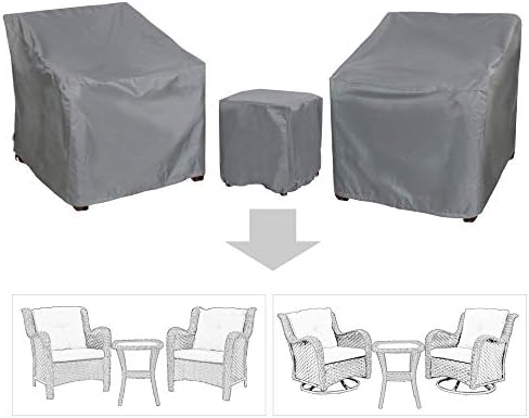 Patio Furniture Covers,Outdoor Furniture Cover Waterproof,Patio Furniture Set Covers for 3 Piece Outdoor Bistro,Patio Sofa Covers Set for 2 Chairs and Coffee Table,Grey by BANER+GARDEN