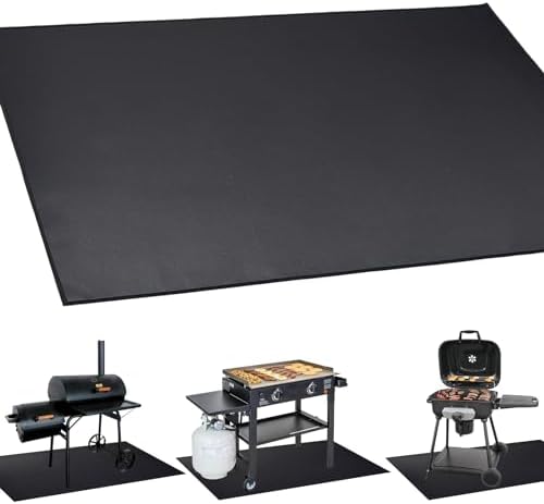 MDEOOSKY 48" x 30" Fireproof Mat Under Grill Mat Deck Protector Fire Pit Mat Oil-Proof Waterproof BBQ Protector for Deck and Patio Easy to Clean Storage Waterproof Foldable by MDEOOSKY