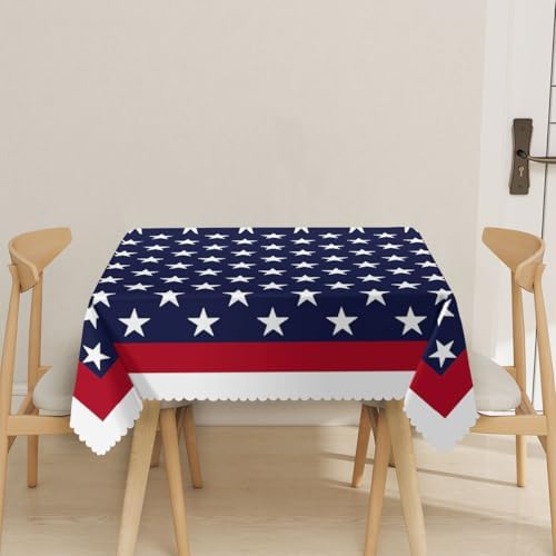 4th of July Tablecloth 54x54 Inch Square American Flag Patriotic Party Tablecloths Polyester Table Cloth for Holiday Parties Kitchen Dining Indoor Outdoor - Image 2