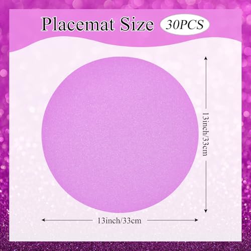 30 PCS Pink Paper Placemats Round Place Mat Glitter Disposable Paper Charger Doilies Tablemats for Birthday Wedding Dinner Table Decor(13x13inch) - Image 2