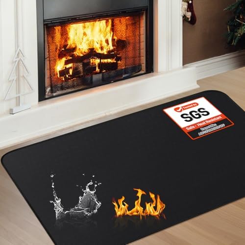 Fireproof Fireplace Rug for Home Protection, 4'11'' x 3'4'' x 0.04'', Black by TOHONFOO