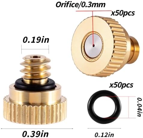 50 Pack Brass Misting Nozzles with 50Pc Misting Nozzles O Ring - Image 2