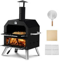 Outdoor Pizza Oven, Portable Wood Fired Pellet Pizza Ovens, Outside Pizza Maker with Stone, Removable Cooking Rack for Camping Backyard BBQ by wenyuyu