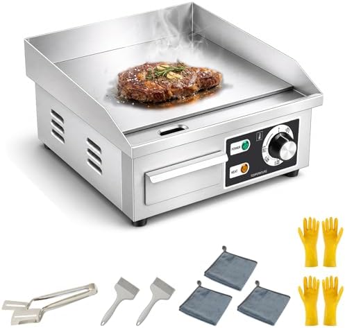 Stainless Steel Electric Griddle, Flat Top Grill Nonstick, Indoor Grill by Unknown