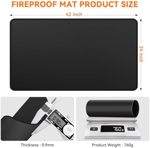 Fireplace Mat Fireproof, 42 x 24 Inch Hearth Rugs for Fireplaces Fire Resistant, Indoor Fire Pit Wood Stove Pads, Outdoor Under Grill Mats, Protect Floors and Decks from Sparks Embers - Image 3