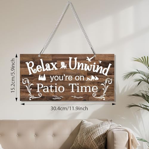 Hotop Metal Patio Sign Vintage Wall Decor for Outdoor, 12 x 6", Brown - Image 2
