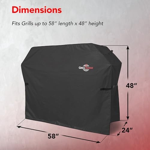 GrillTough Heavy Duty BBQ Grill Cover for Outdoor Grill, 58 Inch Charcoal - Image 2